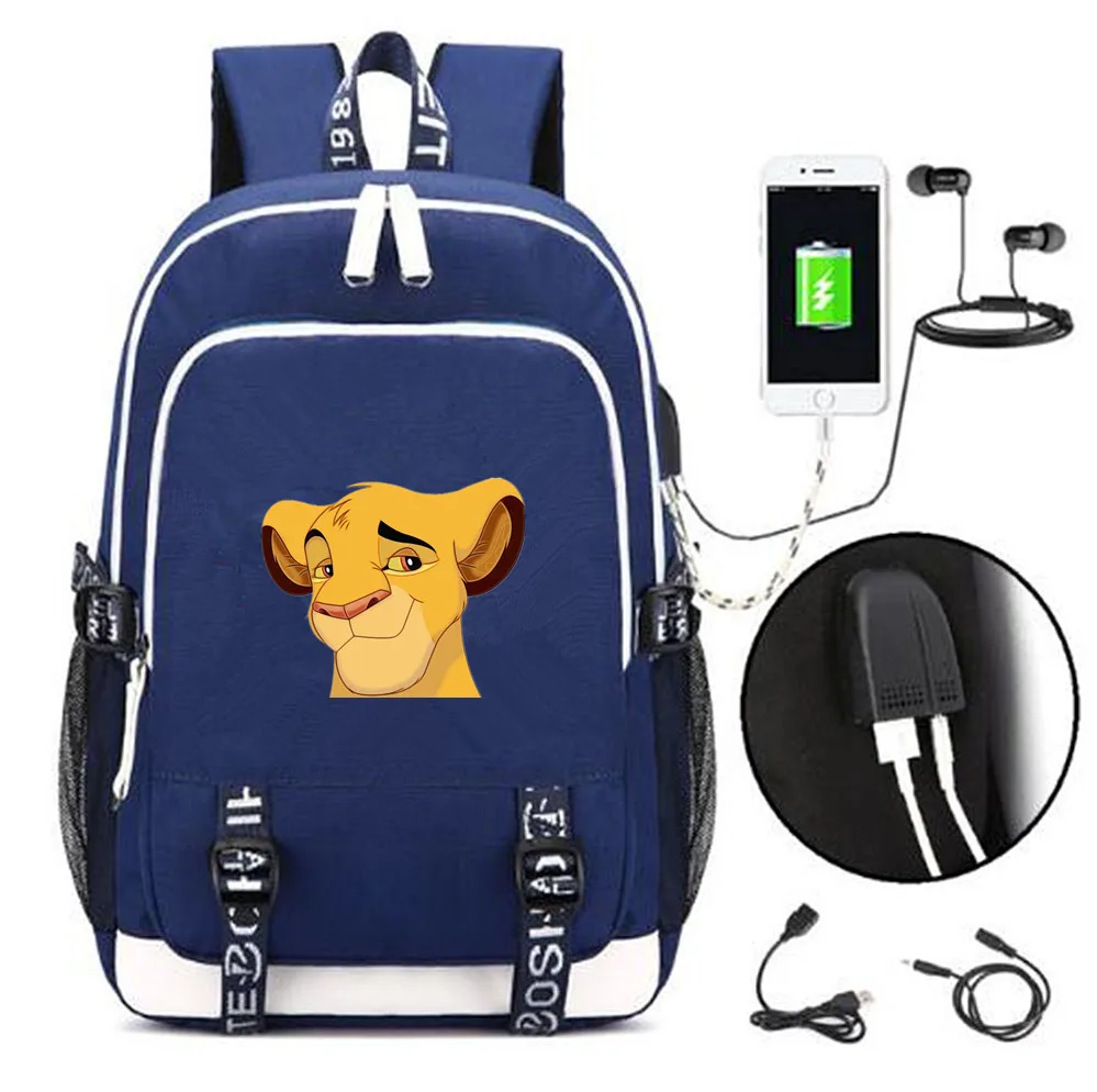 Детская школьная сумка лев Король Simba usb рюкзаки с зарядным устройством для мужчин wo мужской Музыкальный Рюкзак Сумка через плечо дорожная сумка для ноутбука - Цвет: M