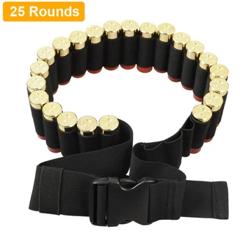 

Tactical 25 Rounds Ammo Shell Holder 12/20 Gauge Shot Gun Shell Bandolier Cartridge Military Army Bullet Belt Pouch for Hunting