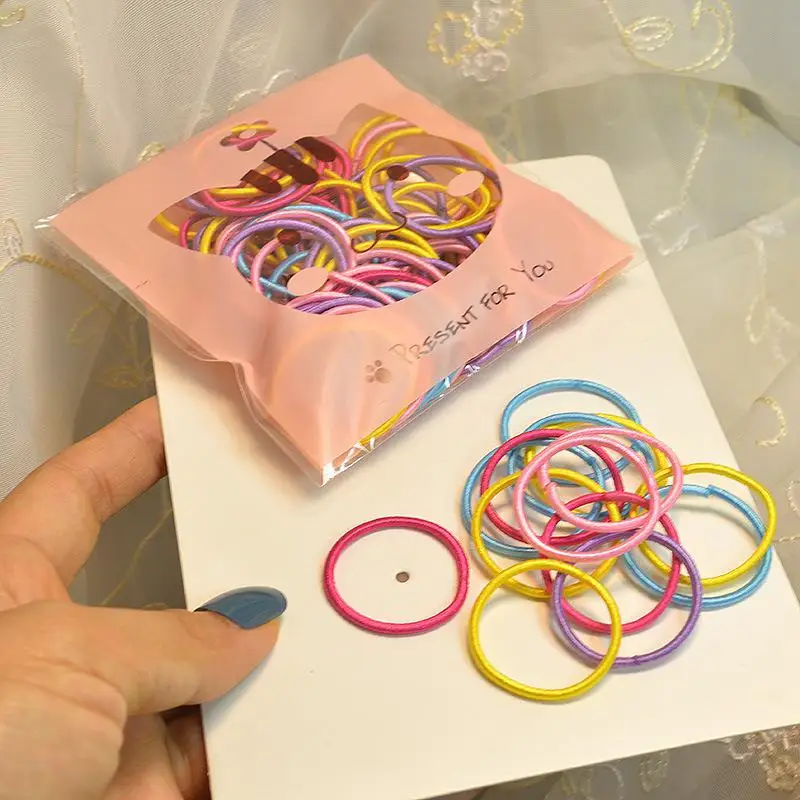 Маленькие эластичные сумки для детей, не повреждают волосы для девочек, веревка для волос и распределяют эфирные ленты для волос - Color: Fuchsia