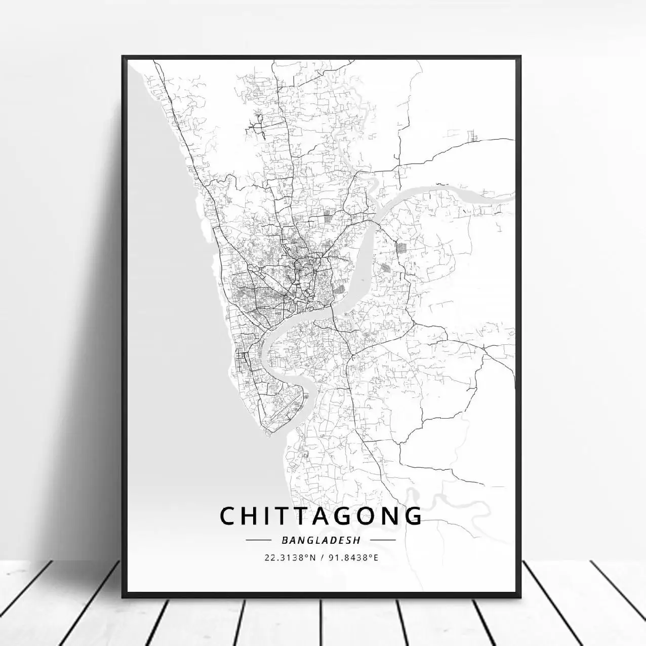 Chittagong Бангладеш холст художественная карта плакат | Дом и сад