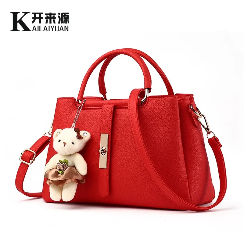 Genuine leather Women handbags New Korean version of the fresh small fragrance fashion single shoulder Messenger bag - Цвет: Красный