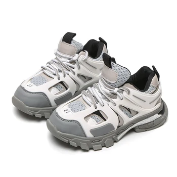 

Boys Girls Fashion Sneakers Kid Shoes Pu Leather Mesh Student School Trainers Children Casual Mesh Breathable Sport Shoes 2020