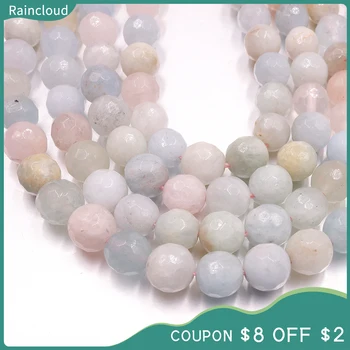 

Natural morganite beryl 6mm faceted round beads colorful gemstone bead charm For Jewelry Making DIY perlas Bracelet necklace