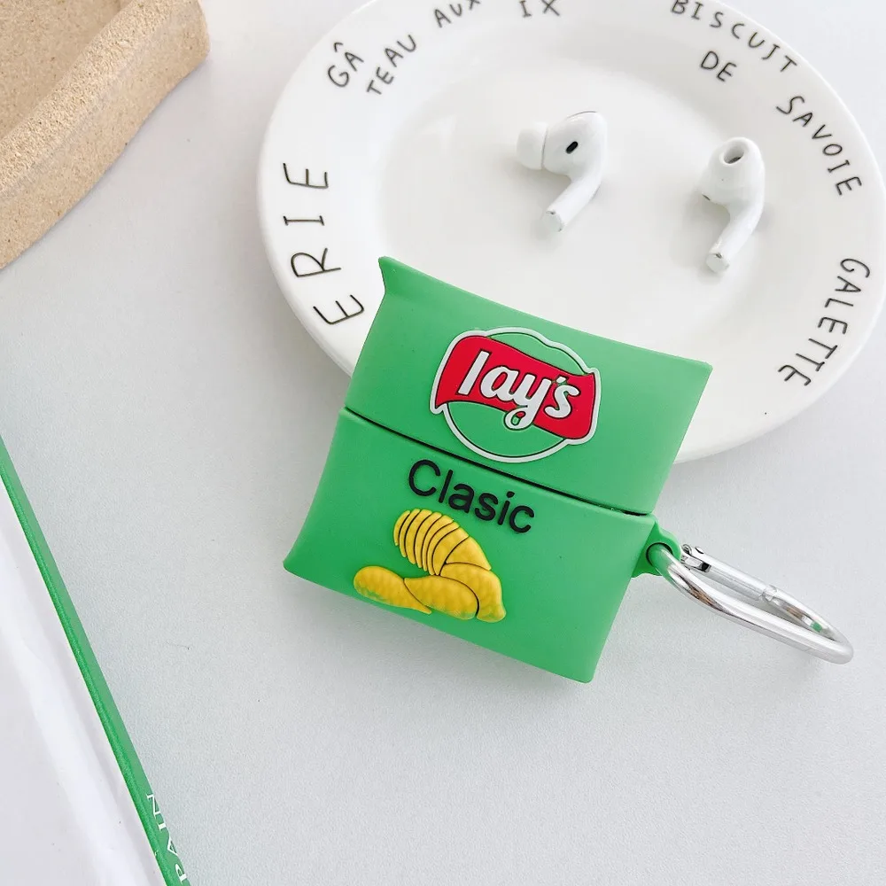 green Для AirPods 3 классический пакет картофельных чипсов чехол для наушников для AirPods Pro Bluetooth Гарнитура 3D Мягкий силиконовый чехол s с крючком - Цвет: green
