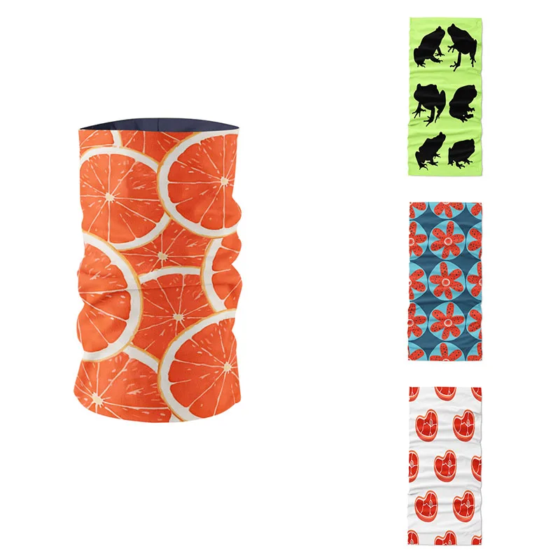 

Summer Women Square Headband Ring Scarf Fruit Pattern DIY Sports Cycling Hip Hop Mask Headdress Neck Gaiter Seamless Tube Mask