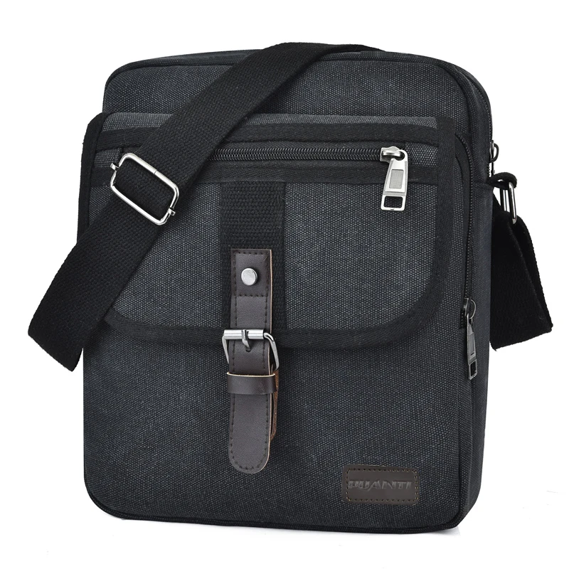

new men messenger bags canvas small flap handbags crossbody shoulder bags casual purse bag black