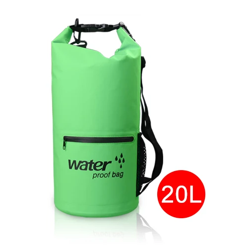 green-20L 10L/20L открытый речной треккинг Сумка двойной плечевой ремень для плавания водонепроницаемые сумки сверхлегкие сухие органайзеры сумка для инструментов - Цвет: green-20L