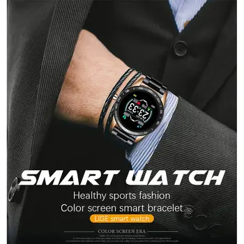 

LG0109 Smart Watch Men Pedometer Heart Rate Health Monitor Waterproof Steel Belt Smartwatch Sport Multifunction Mode