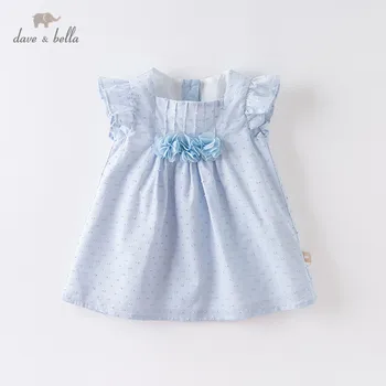 

DBS12672 dave bella summer baby girl's cute floral appliques dress children fashion party dress kids infant lolita clothes