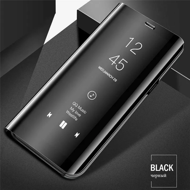 Black Роскошный кожаный флип-стенд с зеркальным покрытием умный тонкий прозрачный чехол для телефона чехол для sony XZ3 XZ4 XZ5 Xperia 1 2 Xperia1 Xperia2 - Цвет: Black