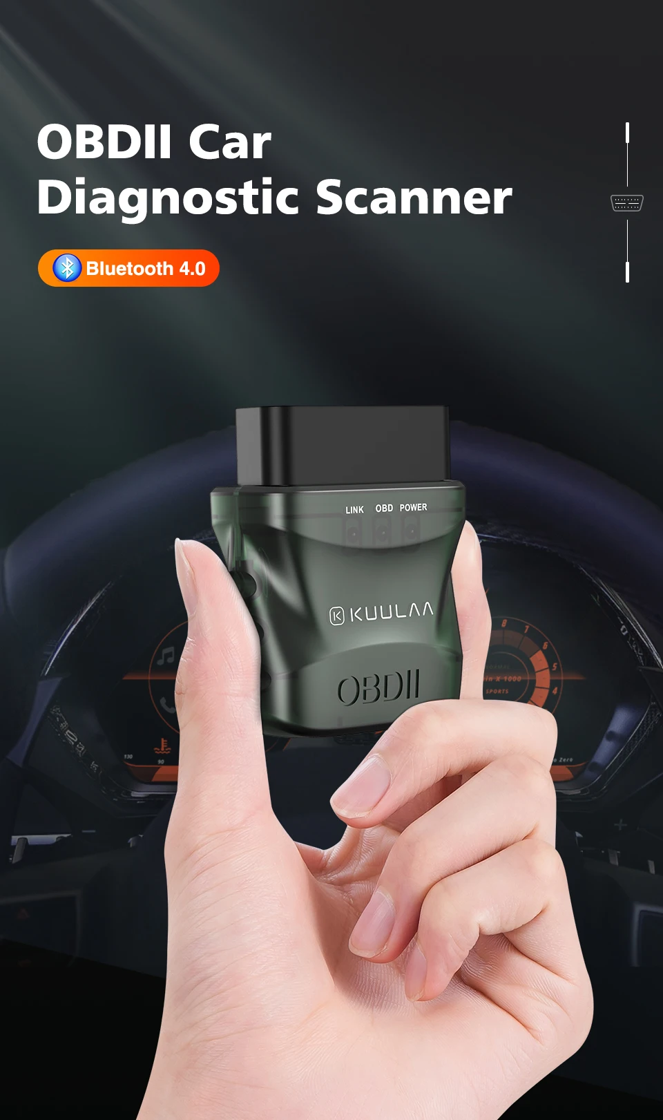 Kuulaa elm327 v1.5 obd2 scanner bluetooth 4.0