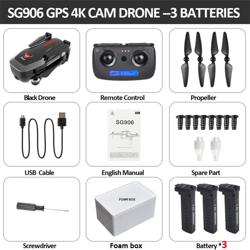 SG906 мини-Дрон gps 5G Wi-Fi FPV RC zangao Selfie 4 K бесщеточный Дрон com Câmera HD RC Квадрокоптер dobravel Dron VS VISUO XS809 - Цвет: black 3B