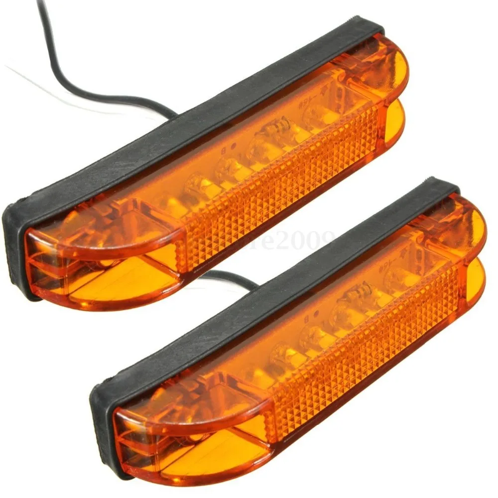 12V 24V Amber Car 6 LED Strip Truck Trailer Clearance Side Marker Light Indicator Lamp |