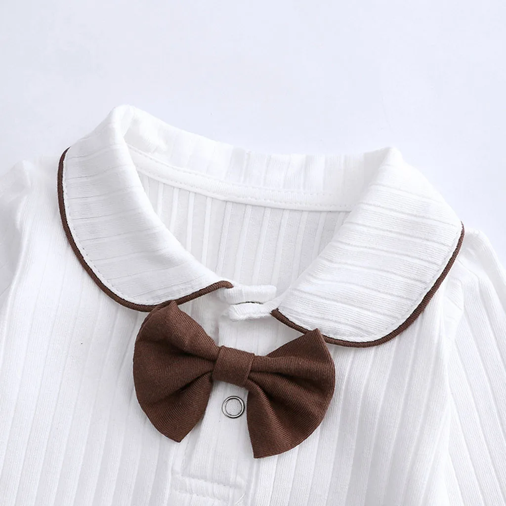 Комбинезон для маленьких мальчиков 0-24 месяцев, галстук-бабочка для мальчиков, весенне-осенний комбинезон, Модный Костюм Джентльмена для новорожденных детей, боди,# BL2