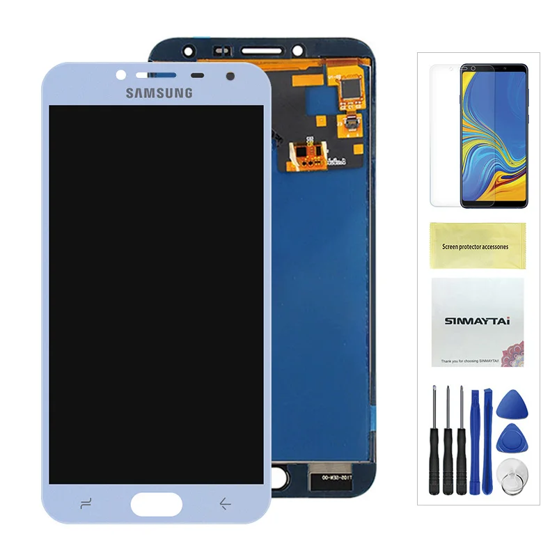 J400 дисплей для samsung Galaxy J4 J400F lcd SM-J400F/H/P/M/G/DS кодирующий преобразователь сенсорного экрана в сборе сменная рамка - Цвет: Blue No Frame