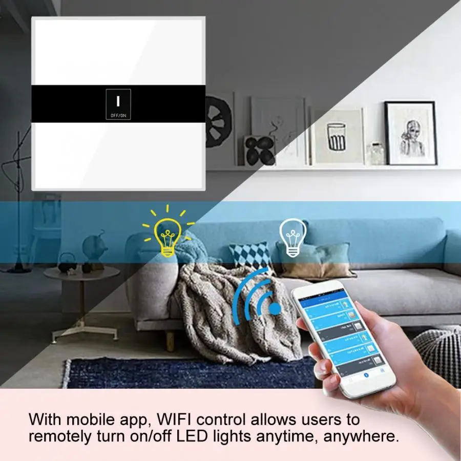 ЕС wifi беспроводной смарт-переключатель панель сенсорный светодиодный настенный выключатель дистанционного управления приложением