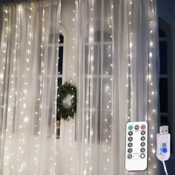 

LED Curtain Copper Wire String 3M USB Powered Fairy Lights Garland With Remote Christmas Wedding Party Valentines Decoration
