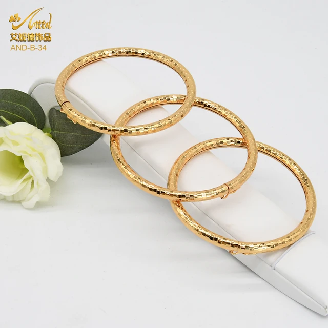 ANIID Copper Bangles Set For Women Charm African Bracelet Dubai Jewelry Gold Color Designer Arabic Luxury Fashion Hawaiian Gift B-34-3PCS