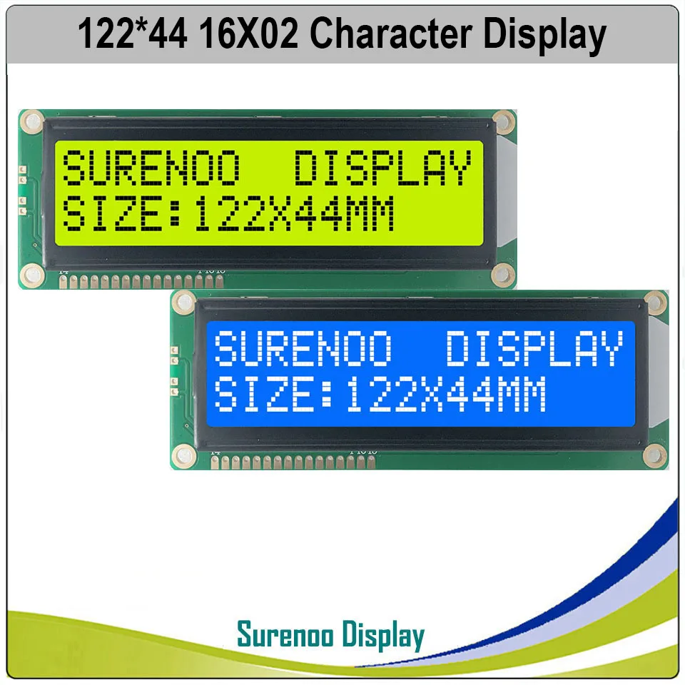 Yellow 1602 16X2 162 Big Character LCD Display Module Screen LCM Black on Yellow