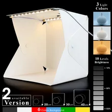 2 Panel LED Folding Mini USB Lightbox 20/30/40cm Portable Photography Photo Studio LED Softbox Background Kit for DSLR Camera