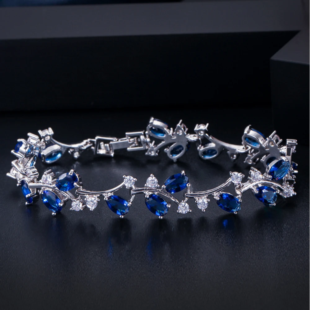 Браслет Свадебный из серебра 925 пробы с фианитами и листьями|gifts for bridesmaids|wedding