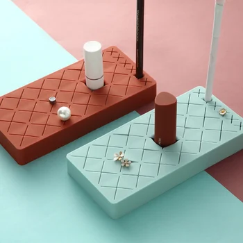 

24 Grid Silicone Cosmetic Storage Box Lipstick Storage Rack Portable Organizer Embedded Non-Slip Makeup Brush Holder For Travel