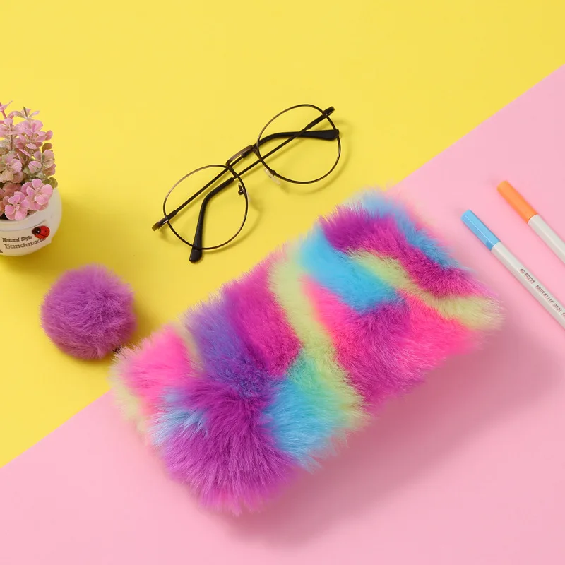 Kawaii Снова в школу чехол для карандашей девочек милая плюшевая сумка ручек