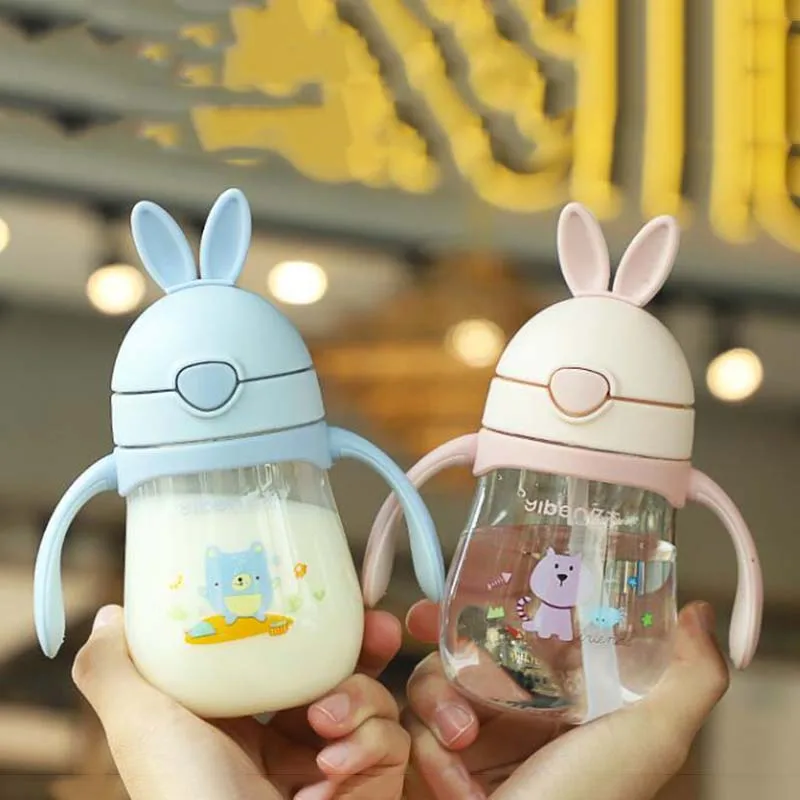 Newborn Infant Straw Bottle Defence Fall Feeding Baby Sippy Bottle Anti-flatulence Articles Material Water Cup 280ml