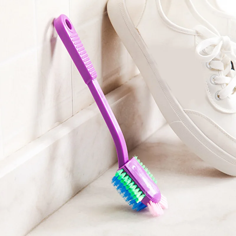 purple Long Handle Shoe Brushes Household Shoe Cleaner Soft Nylon Hair Brush Shoes Brushes TN99 - Цвет: purple