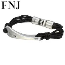 FNJ кожаный браслет 990 Серебряный Forever Charm новые модные оригинальные Pure S990 серебряные браслеты для женщин Ювелирное Украшение в подарок на день рождения