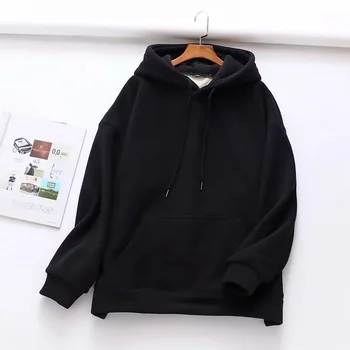 

2020 autumn and winter plus velvet hooded sweater women's cotton pullover sweater gray