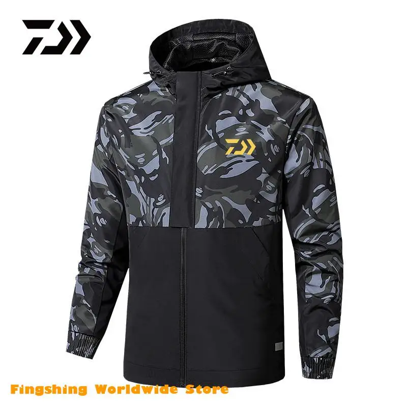2021 DAIWA Fishing Clothing Men Long Sleeve Hooded Camouflage Plus Size