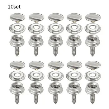 

10 Sets Stainless Steel Tapping Snap Fastener Kit Tent Marine Yacht Boat Canvas Cover Tools Sockets Buttons Car Canopy Accessori