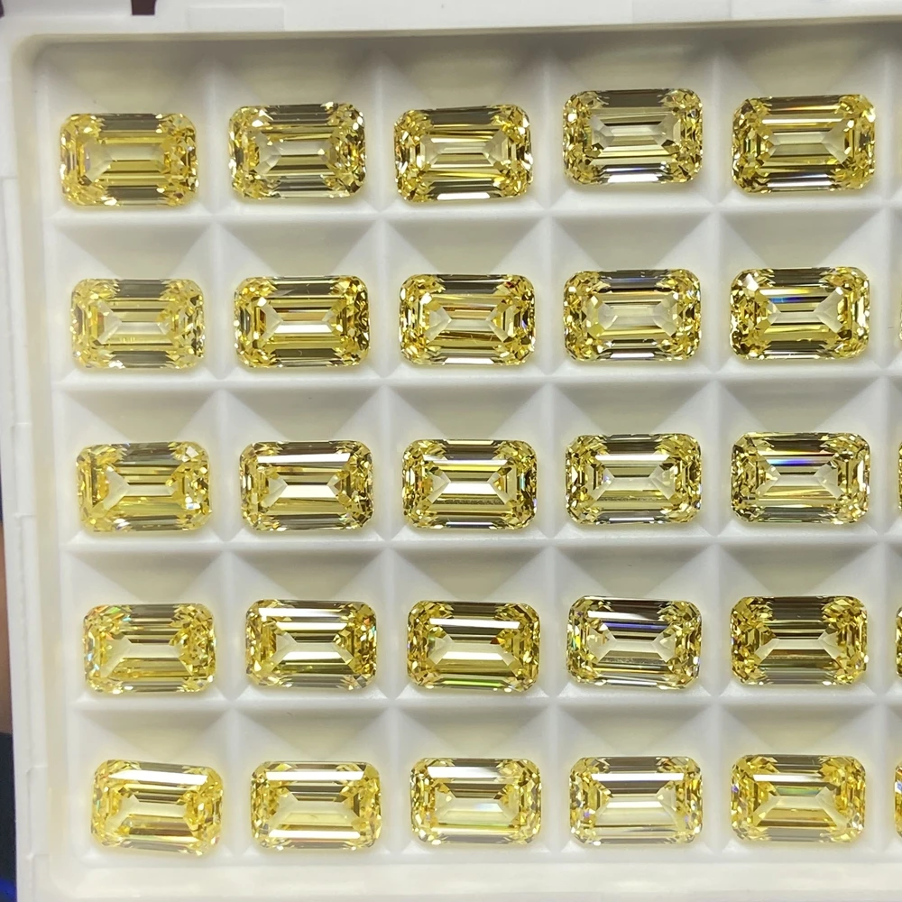 Meisidian 6A 6X9mm 3.6 Carat Emerald Cut Loose Cubic Zirconia Vivied Yellow CZ Diamond