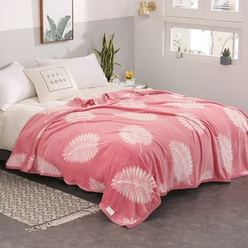 

European blankets quilts twin full queen king adult blankets soft Throw Flannel blankets on Bed/car/sofa pink leaves kids rugs