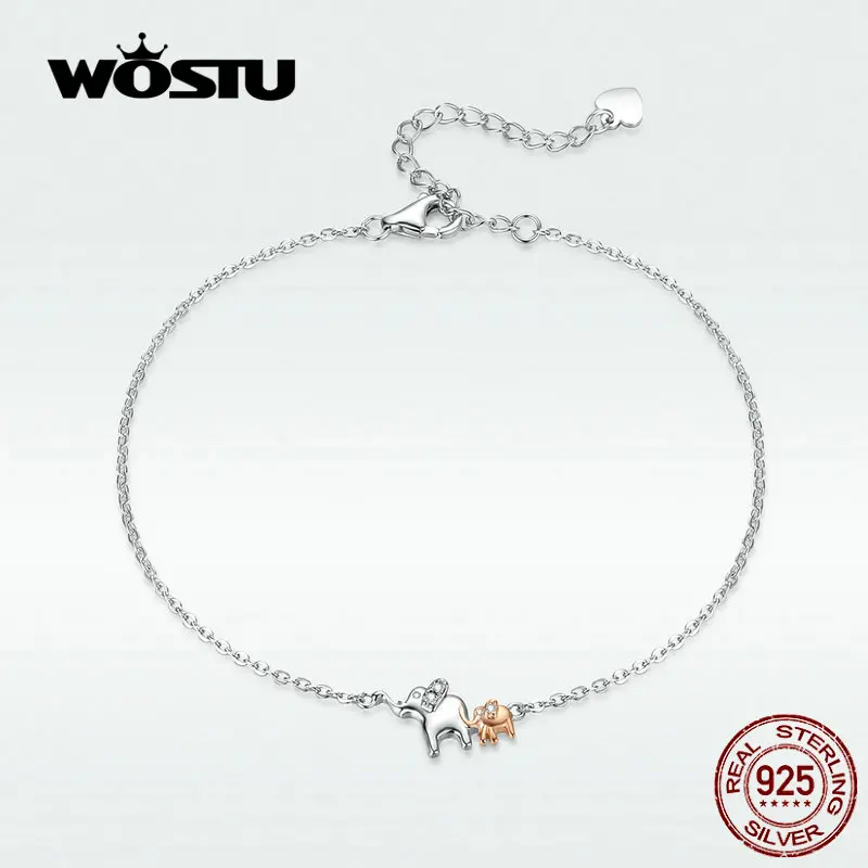 WOSTU, новинка, Семейный Браслет со слоном, Настоящее серебро пробы, умный и нежный, браслет со слоном, BKB152