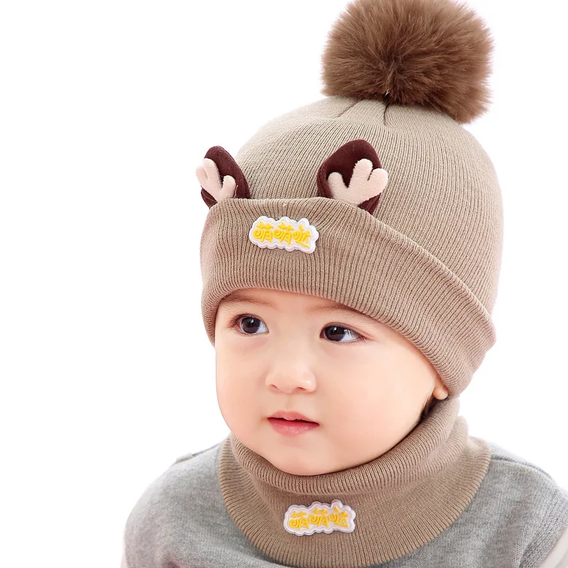 

Baby Knitted Hat Scarf Set Winter Warm Soft Knitted Hat and Circle Scarf 2pcs for Infant Toddler Kids Boys Girls Winter Warm