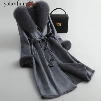 Preise 2020 NatĂĽrliche Kaninchen Fell Mantel Weibliche Winter Kleidung Frauen Lange Leder Jacke Frau Echt Fox Pelz Kragen Abrigo Mujer 1254 Pph1448