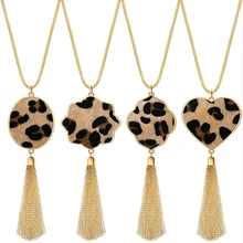 Новое длинное ожерелье s для женщин леопардовое ожерелье с кисточкой s подвеска для золотой цепочки ожерелье