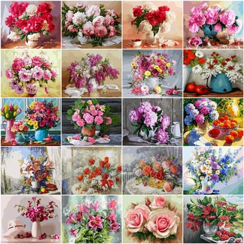 

HUACAN Paint By Number Flower Drawing On Canvas HandPainted Painting Art Gift DIY Pictures By Number Kits Home Decoration