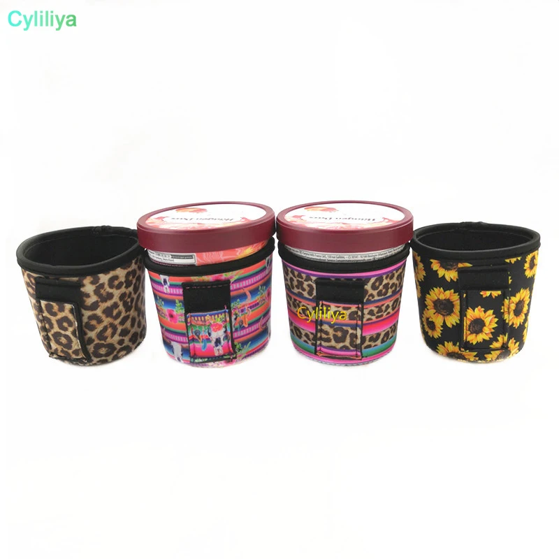

100pcs New Fashion Ice Cream Can Cooler Cover ,Koozie with Leopard and Cactus Neoprene Can Holder Cover DOMIL