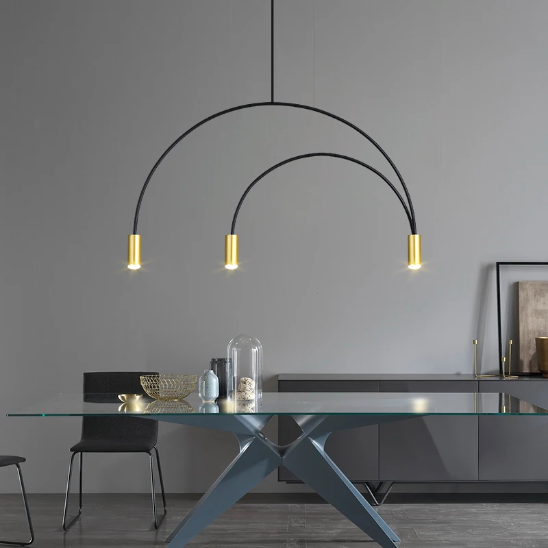 Nordic Post-modern Minimalist Line Chandelier Personality Creative Model Room Restaurant Dining Table Coffee Shop Bar Chandelier