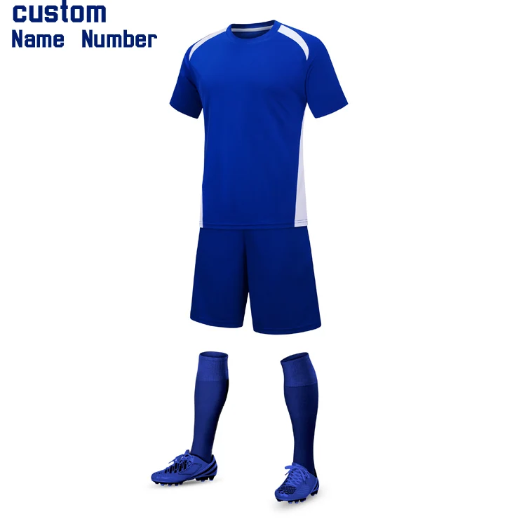 Navy blue Мужская Футбольная форма, Футбольная форма для мальчиков, Спортивная футболка с шортами, футбольный костюм для детей, тренировочный логотип с номером на заказ - Цвет: Navy blue