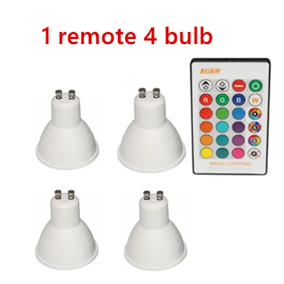 16 цветов затемнения RGB светодиодный светильник 110 В 220 в GU10 8 Вт лампада Светодиодная лампа RGBW прожектор GU 10 Bombillas светодиодный свет с пультом дистанционного управления - Испускаемый цвет: 1 remote 4 bulb