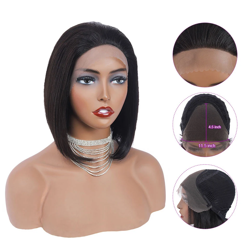 Парик Monika Bob 12-14 дюймов 13*4 парик на сетке спереди с предварительно выщипанными