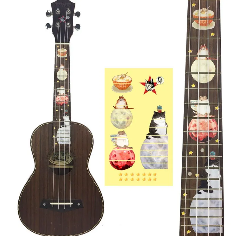 Cute Cartoon Inlay Decals Fretboard Decoration Sticker for Ukulele