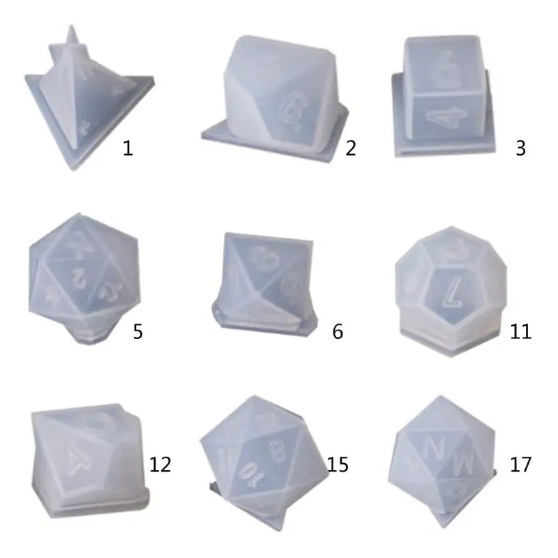 

9 Shapes DIY Crystal Epoxy Mold Triangle Square Dice Fillet Shape Multi-spec Digital Game High Mirror dice mold silicone Mould