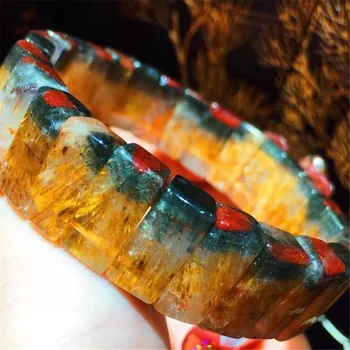 

Top Natural Gold Rutilated Auralite 23 Bracelet Jewelry For Women Men 16x8mm Rectangle Beads Energy Stone Bangle Stretch AAAAA