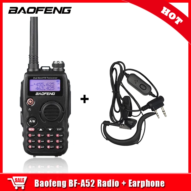 BaoFeng A52 Walkie Talkie 5W 1800mAh Dual Band CB Ham Portable Radio Pofung BF-A52 Original Two Way Radio BFA52 A-52 Transceiver 