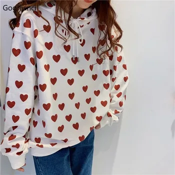 

Hoodies Women Printed Kawaii Long Sleeve Tops High Quality Womens Clothing Korean Style Leisure Harajuku Hoodie Students Simple